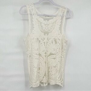 Capri off white lace sheer tank top